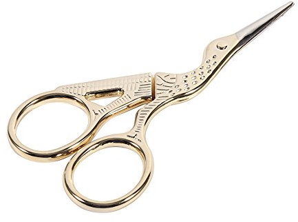Stickschere, Storchschere, Kranschere, Edelstahl, Kleine Bastelschere, Heimwerker-Werkzeug, Schneiderschere für Stickerei, Nähen (Gold)