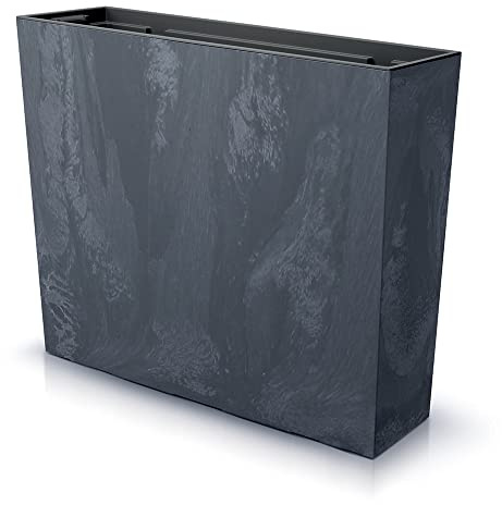 Tymar Blomlåda, blomkruka, hög planteringslåda, utomhus, blomkruka, insynsskydd, långa, planteringskärl för utomhusbruk rektangulär (betong, antracit; 58 x 18 x 50 cm)