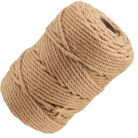 CHUIFAI 100 m x 6 mm Juteschnur zum Basteln, 4 Stränge geflochtenes Juteseil Hanfseil Jutekordel, braun Jute Schnur für Basteln, Verpackung, Gartenbündelung, Dekoration