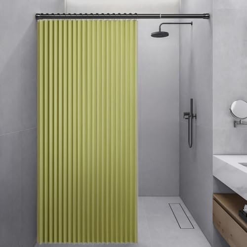 Momooda Faltbarer Duschvorhang Wasserdichter, Grün, 100x200cm | Gewicht aus Leinen, Magnet, Spritzwassergeschützt, Schnellverschluss, Duschvorhang Anti Schimmel