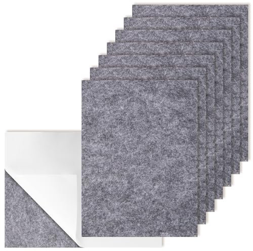 yumcute Almohadillas de fieltro autoadhesivas, 15 × 11 cm, 8 unidades de 5 mm de grosor, color gris, fieltro adhesivo para cortar, fieltro autoadhesivo para patas de muebles y manualidades