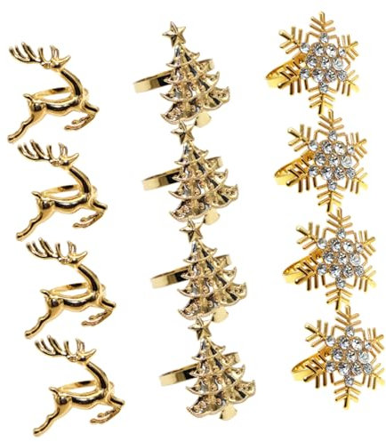 CONGARTENO 12stücke Serviettenringe Weihnachtlichem Design Filigrane Esszimmerdekoration Dekorative Tischaccessoires Für Partys Und Feiertage