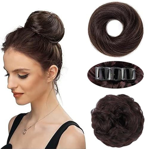 Ttpsry Elegante Chignon Sintetico Con Clip Per Capelli Accessorio Per Acconciature Facile Da Usare Set Di 3 Posticci Per Look Naturale E Voluminoso(Dark Brown)