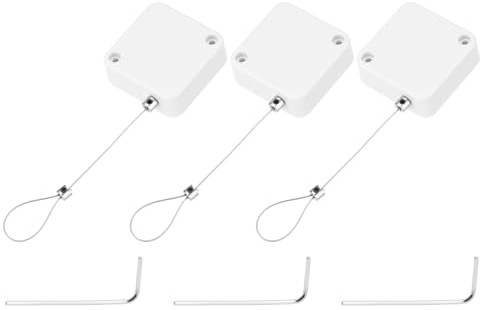 QUARKZMAN 1.5 Metro Retráctil Cable Cerradura con Pestillo Candado de Seguridad con Control Remoto con Cordón Ajustable Antirrobo para Portátil, TV, 600G, Blanco, 3 Set