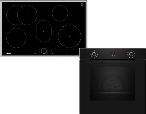 NEFF BX38IB0, Herd-Set, Bestehend aus B1CCC0AK3 Herd, 60 x 60 cm, CircoTherm für gleichmäßige Hitze, LED-Display & T58SHF1L0 Induktionskochfeld, 80 cm, Bräterzone, Touch Control, Edelstahlrahmen