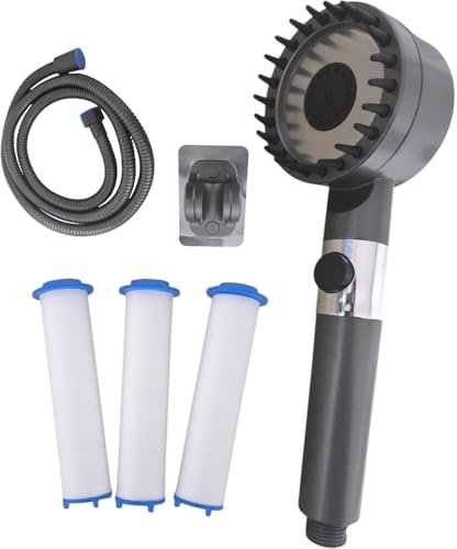 WAKÏRI Alcachofa de Ducha de Alta Presión con Filtro Antical, Incluye Manguera, Soporte y Filtros de Repuesto, Cabezal de Ducha con Filtro para Agua Dura, Ahorro de Agua, Set Ducha Alta Presion