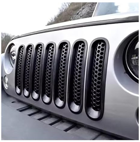 Griglia Paraurti Anteriore 1 Set/7 Pezzi Per Jeep Per Wrangler E Per Wrangler Per Unlimited 2007-10 11 12 13 14 2015 Nero Opaco Griglia Anteriore Kit Inserti Griglia In Rete Griglia Radiatore(Matte Bl