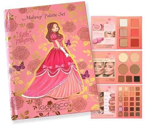 Schminkset Mädchen, Ungiftig Und Abwaschbar Kinder Make-Up Set Mädchen, Karneval Schminke Kinderschminken Set, DIY Prinzessin Kids Makeup Set for Girls, Kinder Schminkpalette