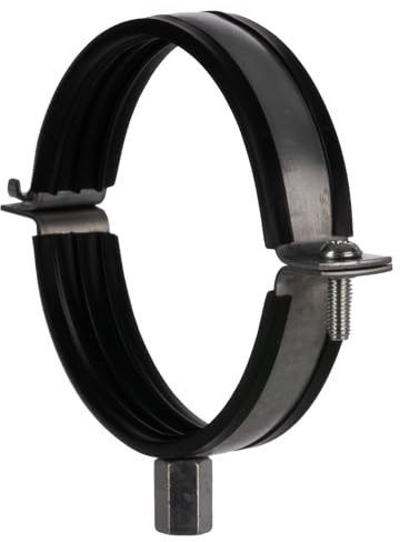 TURvent 100mm Rohrschelle - Verzinkter Stahl Rohrhalterung - Schlauchschelle mit Gummidichtung und M8/M10-Gewinde - Schelle für Lüftungsrohr Lüftungsschlauch - Rohrhalter aus Metall - 1 Stück