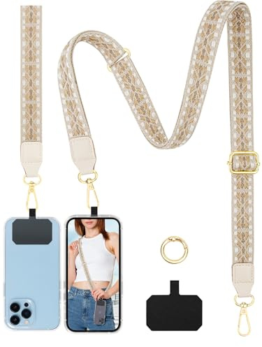 Faneam Correa Universal para Teléfono Móvil, Cordón Movil Colgar Ajustable con Motivos Chic, Correas para Bolsos de Mujer, Anchura de 2,5 cm, Colgador Móvil Cuello, Colgador Lanyard Móviles para Mujer