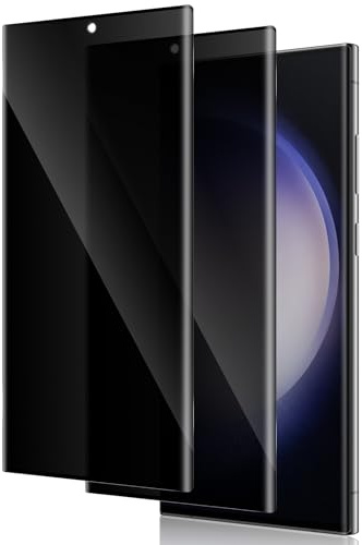 TuFun Schutzfolie für Samsung Galaxy S23 Ultra für Panzerglas Sichtschutz, [2 Stück] 3D Sichtschutzfolie, 9H Härte Anti-Spy Displayschutz, Anti-Spähen, Blasenfreie Privacy - Schwarz