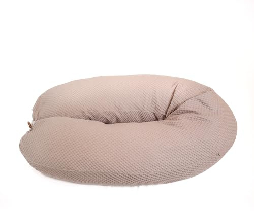 Kreativkopf Stillkissen mit Bio-Schafwolle und Zirbe, 175 x 30 cm, Waschbar, 8 Farben (Beige Waffel)