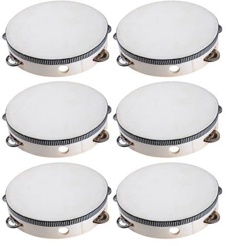 Kindertamburin - 15 cm Handtrommel Mit Schellen - 6-teiliges Percussion Instrument Für Yoga Meditation Feste Tanz Und Heimfreizeit