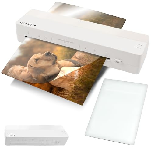 GENIE LA 400 A3 laminator varm laminator med 2 värmerullar för skola, kontor och hemmakontor inkl. 5 lamineringsfilmer, A3 och A4 laminator med folie