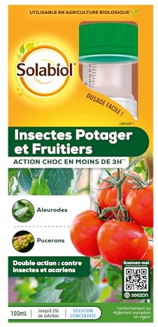 SOLABIOL Anti Insectes Du Potager - Bidon Doseur - 25L de Solution - 100ml | Agit Sur Un Grand Nombre de Ravageurs - Insectes & Acariens - Utilisable en Agriculture Biologique - SOLIPOT100N