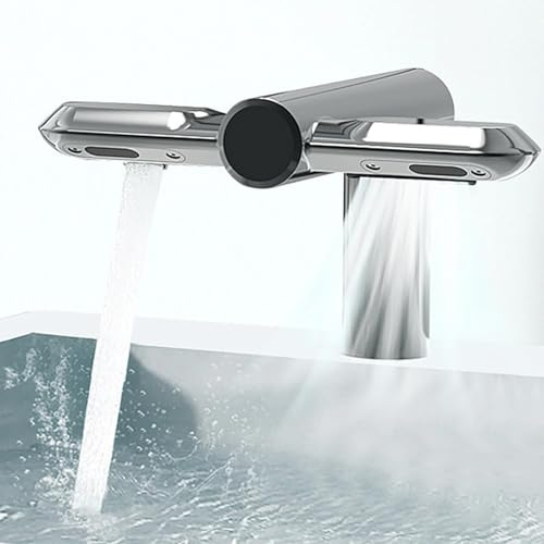 Rubinetti Per Il Bagno Lavare E Asciugare, Sensore Flusso D'Acqua E Asciugatura Mani, Accensione Con Mani Vicine, Spegnimento Con Le Mani Lontane, Regolazione Automatica Acqua Calda/Fredda(Type2)