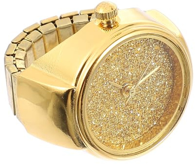 Milisten Orologio e Capodanno Donna Anello in Quarzo a Compleanni Design Glitter alla Moda, Lega Dorata e Vetro a Specchio, come Regalo per Donna