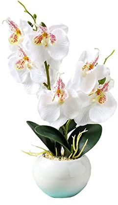 HAGTRB Künstliche Bäume, gefälschte Topfpflanze, kein Gießen, Schmetterling, Orchidee, Tischdekoration, Kunstseidenpflanzen, Topfornament, künstliche Blumen, künstliche Kiefer, Grau