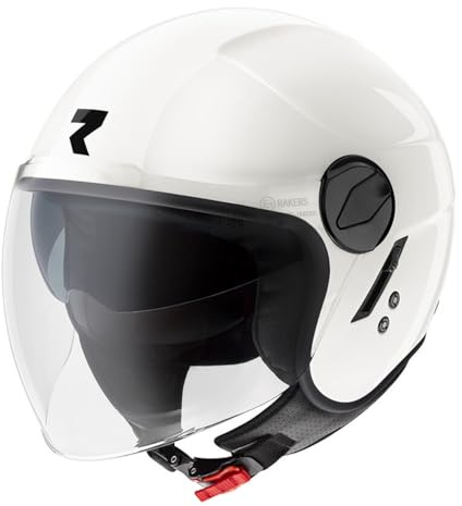 RAKERS Casco Demi Jet Omologato ECE 22.06, Calotta ABS, Doppia Visiera (Trasparente + Solare), Cinturino Micrometrico, Interni Lavabili, Dettagli Riflettenti, Ideale per Moto e Scooter