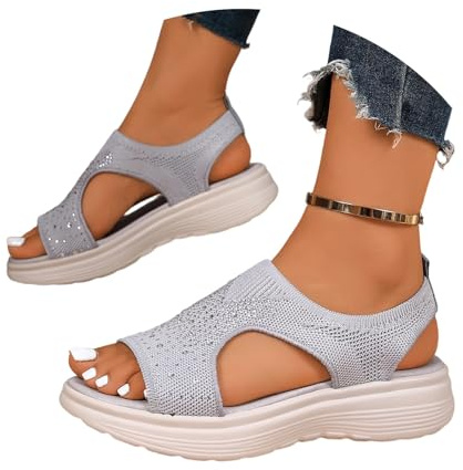 Dam, ventilerande strasssandaler med kilklack, öppen tådel, slip-design, perfekt för avslappnad fritid, strand, dejtnätter