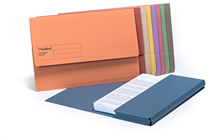 Exacompta Guildhall Document Wallets, 285gsm, Foolscap - Assorted Colours, Pack of 50
