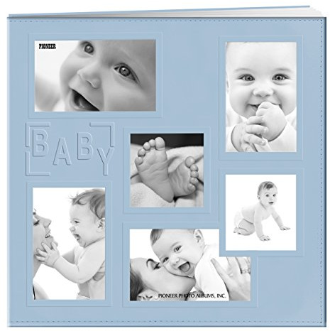 Pioneer Sewn Embossed Collage Frame Post Bound Album 12X12-Baby - Blue