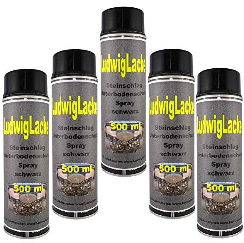 LudwigLacke Steinschlagschutz Unterbodenschutz 5 x 500 ml Spray Schwarz