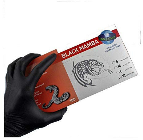 Unigloves BLACK MAMBA Latexhandschuhe schwarz Gr. L