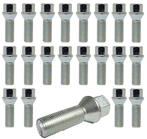 20 Tornillos de Rueda, Pernos, para varios modelos de coche, 12 x 1,5, 28 mm de Longitud
