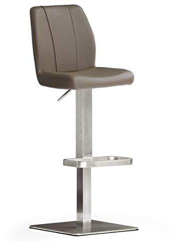Robas Lund Barhocker mit Lehne Barstuhl Cappuccino drehbar 180 Grad, Hocker höhenverstellbar, PU NA.OMI