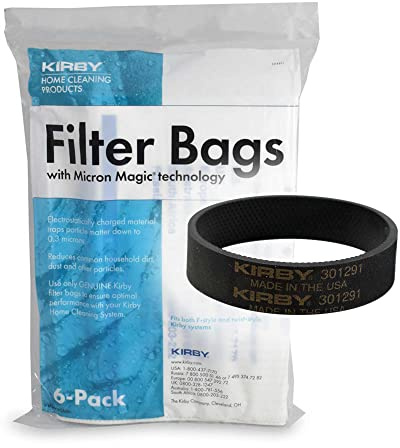 Kirby Allergen Reduction HEPA Filter Bags 6-Pack | Part #204811 | OEM Replacement for F-Style & Twist-Style Kirby Vacuums Plus Belt