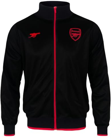 Arsenal FC - Chaqueta de entrenamiento oficial - Para hombre - Estilo retro - Negro - Large