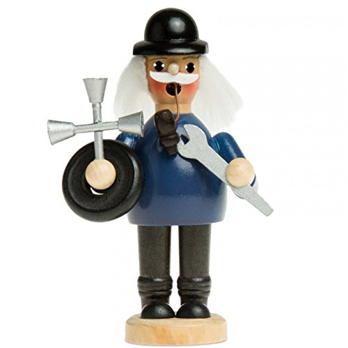 SIKORA Räuchermännchen aus Holz Rääucherfigur Deko Weihnachtsfigur Verschiedene Motive - RM-C, Farbe/Modell:C05 blau - Mechaniker, Höhe in cm:Höhe ca. 13.5 cm