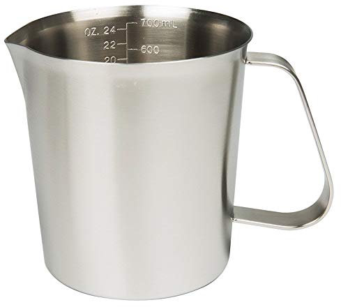 Measuring Cup, Stainless Steel Measuring Cup (24 Ounce/ 0.7 Liter), Milk Frothing Pitcher, Steaming Pitcher, Milk Frothing Cup with Marking with Handle for Espresso Machines, Latte Art