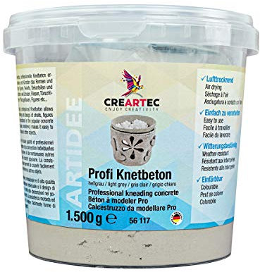 CREARTEC Knetbeton lufttrocknend 1500g - Beton zum Modellieren & Basteln - für Schalen, Figuren & Deko - wetterfest, formbar, einfärbbar - ideal für kreative Betonoptik-Projekte - Made in Germany