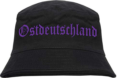 sostex Ostdeutschland Fischerhut - Druckfarbe Lila - Bucket Hat S/M Schwarz