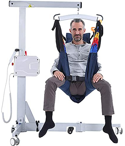 XJZHANG Electric Patient Lift Transfer Machine With Remote Control,Foldable Seat Lift Assist Devices For Elderly,Disabled People,360° Rotating,Front And Rear Caster Brakes