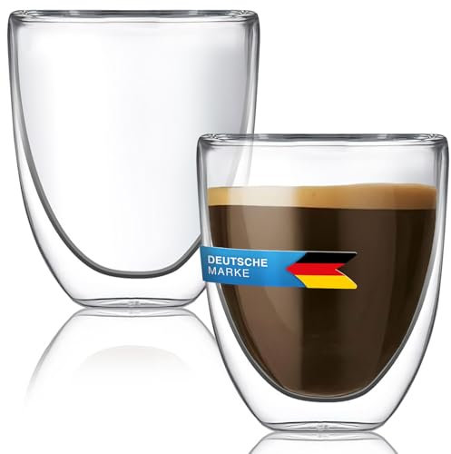 Dimono®️ Doppelwandiges Espressoglas 80ml Espresso-Tasse aus Borosilikat-Glas (2 Stück)