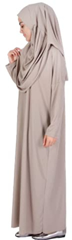Muslim one piece böneklänning för kvinnor, abaya-klänning, islamisk klänning, full längd hijab, Mink