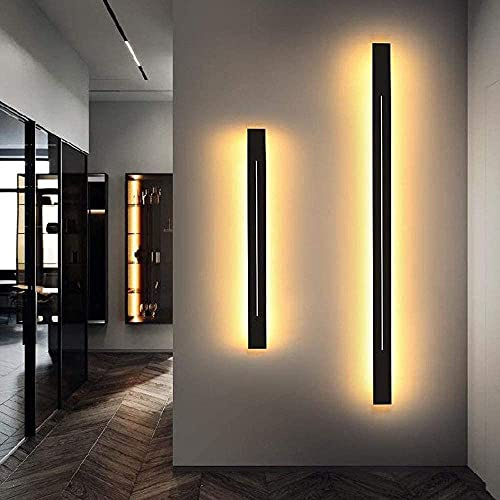 MOLOURK LED Wandlampe Innen Schwarz Wandleuchte Metall Acryl Up/Down Spiegelleuchte Lange Lichtleiste Warmweiß 3000K Wandbeleuchtung Badlampe für Badzimmer Schlafzimmer Wohnzimmer Treppen (60CM)