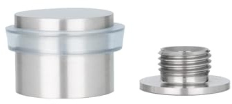 EVI Herrajes Türstopper, selbstklebend oder mit Schraube | 28 x 21 mm | transparentes Gummi | Edelstahl | inkl. Klebebasis + Schraube + Klemmdübel | Modell I-199-TDUAL