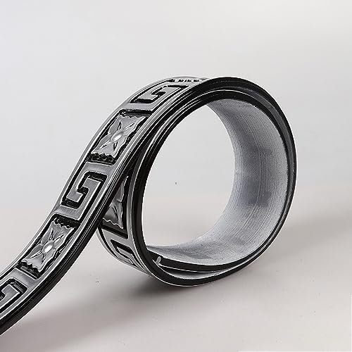 Guest Ruyunlai Bordüre selbstklebend 1-schwarze Spur Silber 5 x 300 cm zum Aufkleben für Wohnzimmer Küche Badezimmer Tapetenrahmen Abnehmbare Wasserdicht Bodenleiste Verdicken PVC Dekorative Bordüre