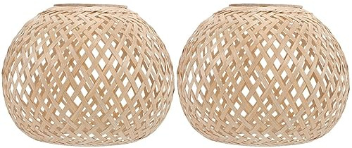 YARNOW 2 Stück Rattan-Lampenschirm Bambus-Leuchtmittel-Ersatz Boho-Deckenlampenschirm Für Heimdekoration