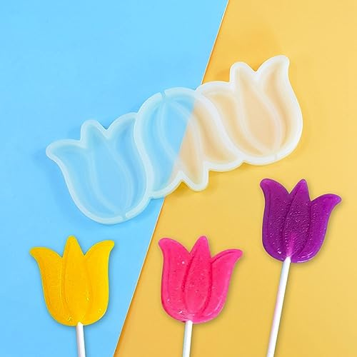 mostsom Weihnachten Lot de 2 moules en silicone en forme de tulipe pour sucettes, chocolats, bonbons, fondants, décoration de gâteaux