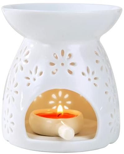 Auxmeware - Ceramic Tea Light Candle Holder, Essential Oil Burner Wax Melt Burner, Incense Aroma Diffuser, Home Decor