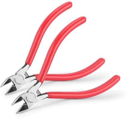HAUTMEC 6 Flush Cut Pliers Ultra Sharp Wire Cutters 2PCS with Spring Loaded and Non-Slip Grip, Ideal Wire Snips for Plastic, Soft Wire, Toy Model Kits, Jewelry Marking, Zip Ties, HT0318-2PC