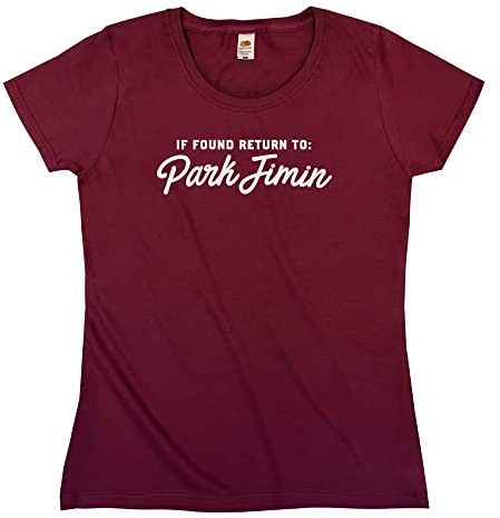 Outsdr Kvinnors If Found Return To Park Jimin T-Shirt - Burgundy - Large