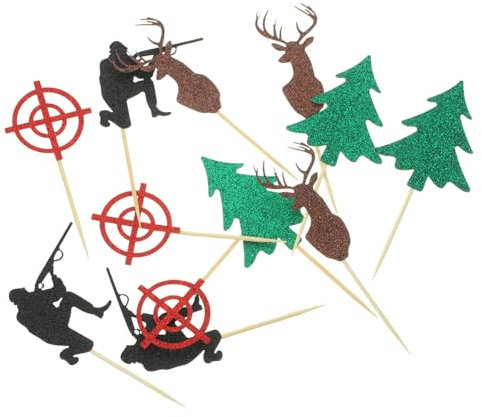 HOMSFOU 12st Jäger-weihnachtsbaum-geweih- -geburtstags-party-kuchen-dekorations-einsatz-karte -cupcake-topper Geburtstagskuchen-picks Cupcake-dekor Einstellen Pappbecher Papier