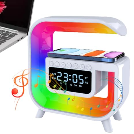 disel Lampade LED Charge, Lampada per Atmosfera con Caricabatterie Wireless, Lampade da Tavolo Progettate, Sveglia con Lampada Touch Regolabile, Decorazione per La Cameretta dei Bambini, Camera