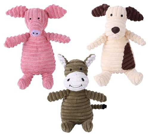 3-Pack Hund Quietschen Plüschtiere Welpenspielzeug Hundespielzeug für Welpen Bulk Großes Hundezahnungsspielzeug Haustier Kauspielzeug